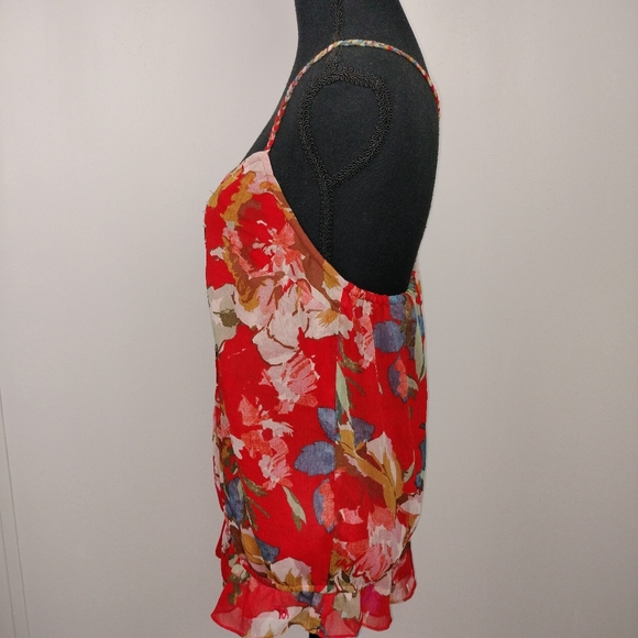 NWOT Abercrombie & Fitch Beaded Floral Peplum Braided Racerback Blouse Sz. M - Picture 7 of 11